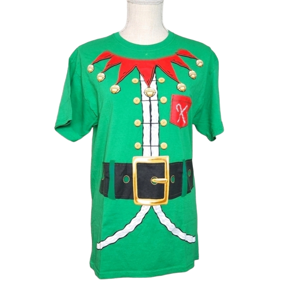 Fruit of the Loom Christmas Elf Green Short Sleeve Shirt - Size M